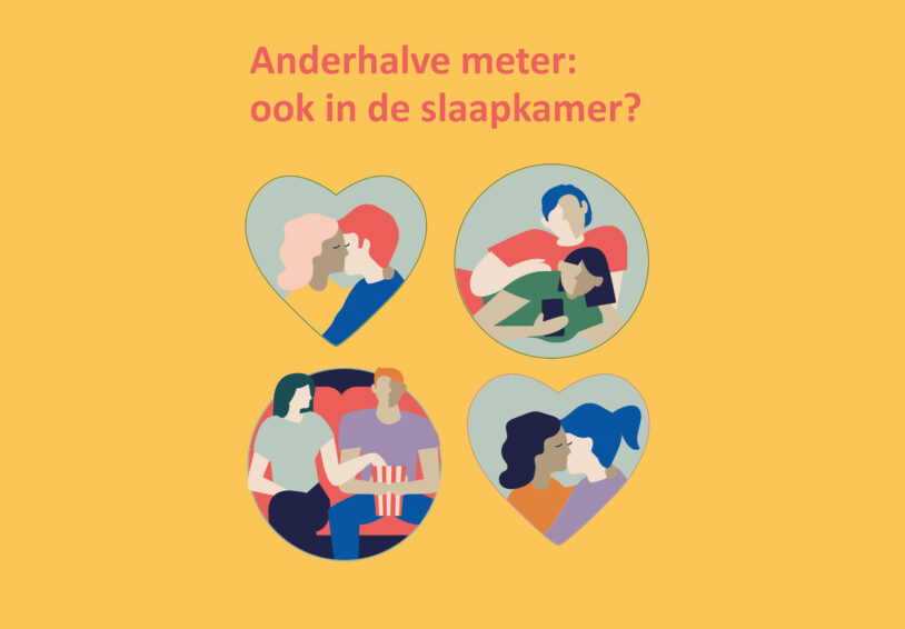 4 Illustraties met datende jongeren van onderzoeksrapport over covid en seksuele gezondheid