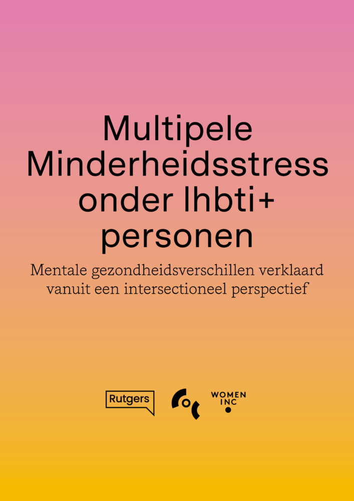 Minderheidsstress onder lhbti personen - titelpagina met kleurrijke achtergrond met geel en roze