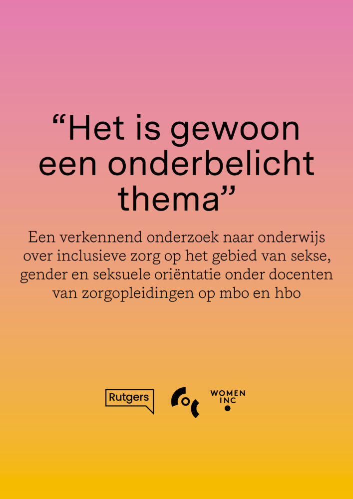 Titelpagina van onderzoek Het is gewoon een onderbelicht thema met kleurrijke achtergrond in roze en geel